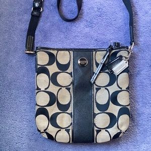 Coach Grey and Black Cross Shoulder Bag